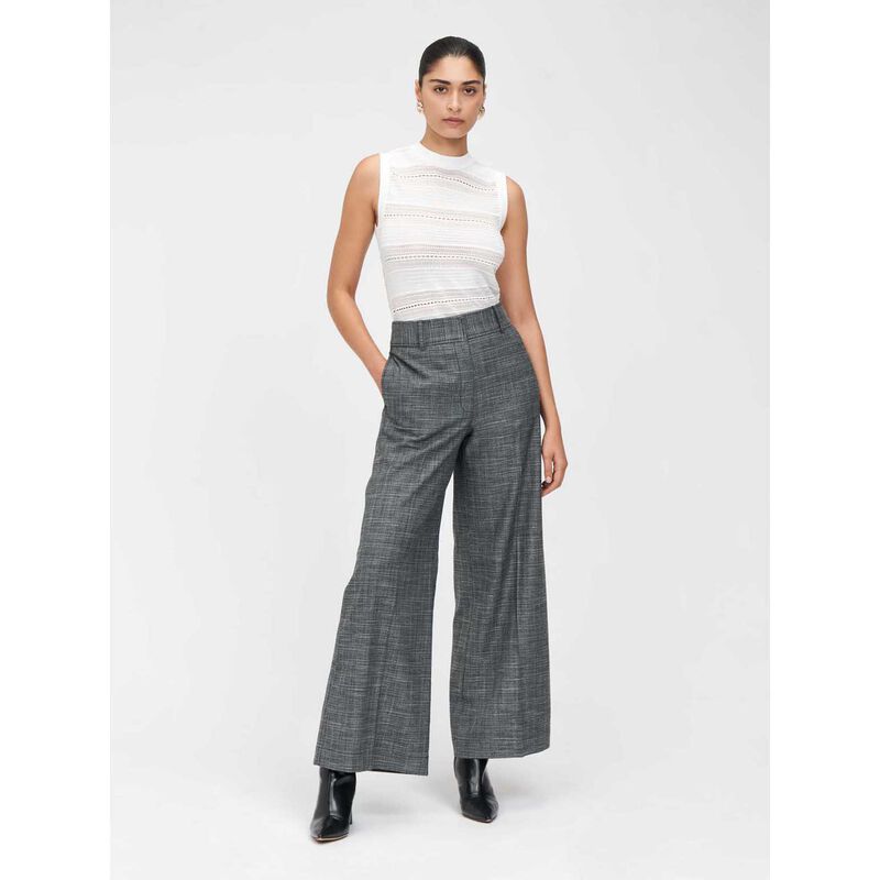 Veronika Maine Monochrome Tweed Wide Leg Pant image number 3